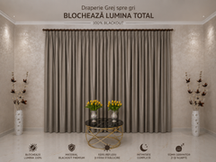 Set Premium – Perdea Matase Alb Pur Plina, Moale si Catifelata si Draperie Grej spre Gri Catifea Blackout Total – Nu Permite Deloc Patrunderea Luminii – Ideal pentru Livinguri si Dormitoare Elegante – Confectionat pe Comanda Casablanca Magazin
