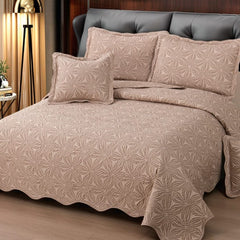 Set Cuvertura Maro Capucino Pat Dublu Matlasata Bumbac + 4 fete perna ES251