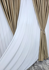 Nu Permite Deloc Patrunderea Luminii-Set Premium: Perdea Matase si Catifelata si Draperie Crem Catifea Blackout Total  – Confectionat pe Comanda Casablanca Magazin