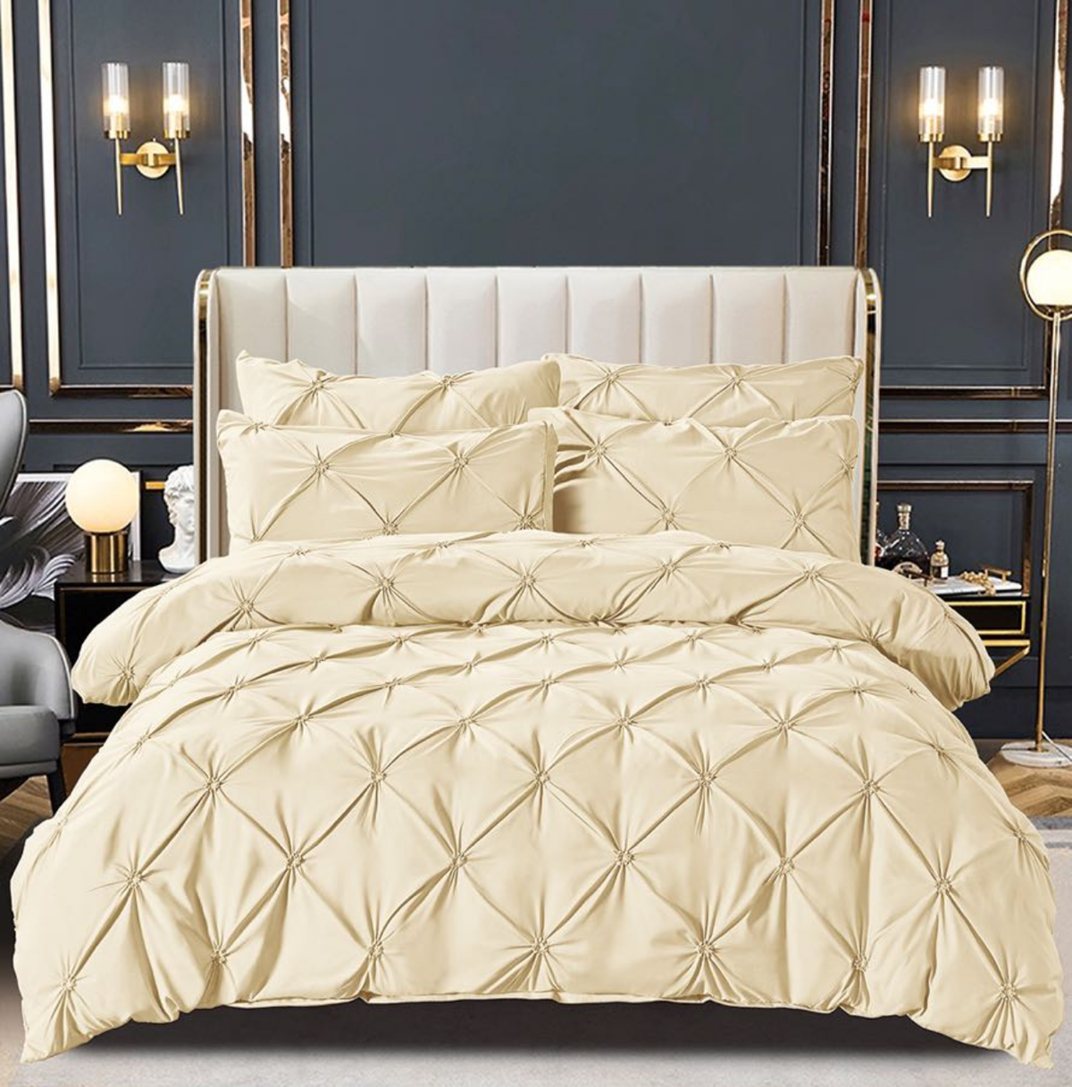 Lenjerie pat dublu,bumbac finet,cu pliuri brodate, crem deschis, cod: J12 - CASABLANCA Lenjerie pat dublu,bumbac finet,cu pliuri brodate, crem deschis, cod: J12 CasaBlanca Bedding 150.00 CASABLANCA  CASABLANCA