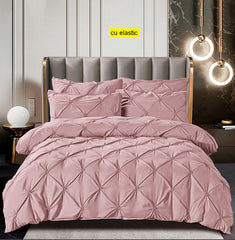 Lenjerie finet premium cu elastic, 160/180x200 | 230x270 intinsa roz pastel Cod: CE4