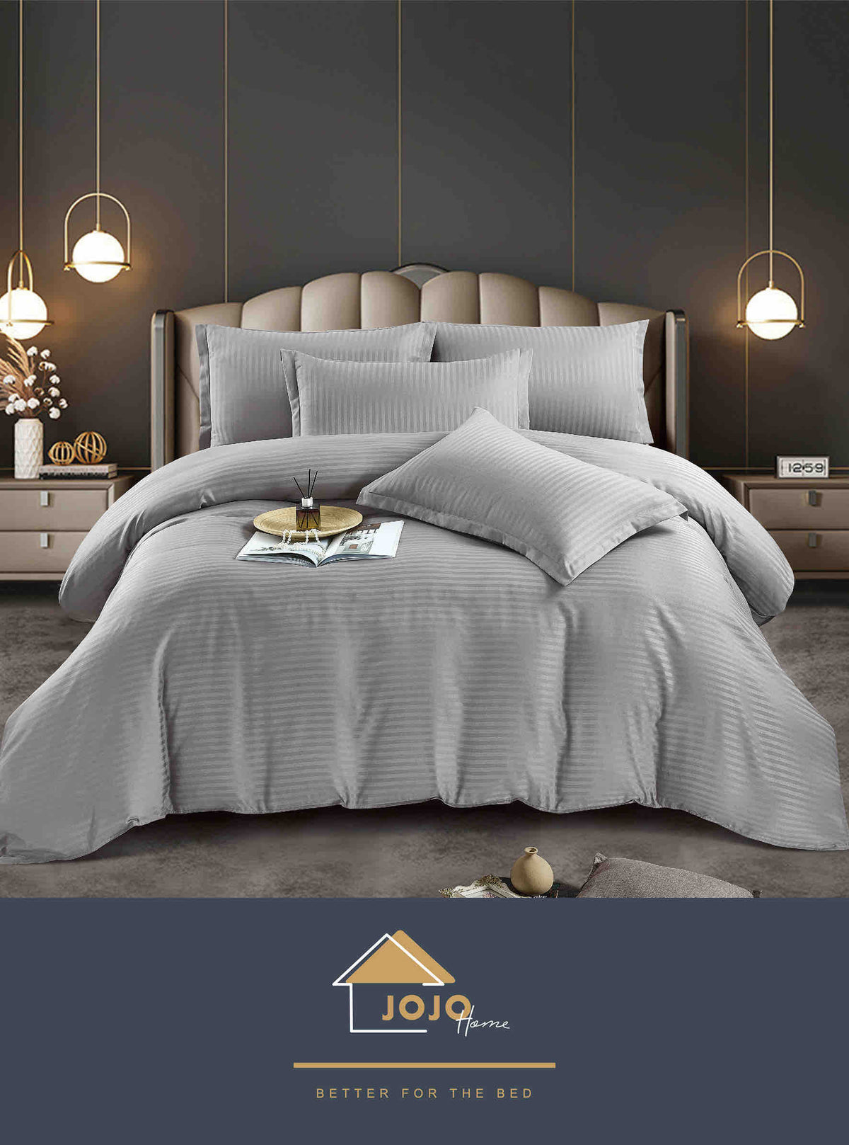 Lenjerie de Pat Dublu Damasc Hotelier cu Cearceaf Elastic, 6 Piese, 180x200+30 cm – Bumbac Damasc Premium pentru Saltele 160x200 și 180x200