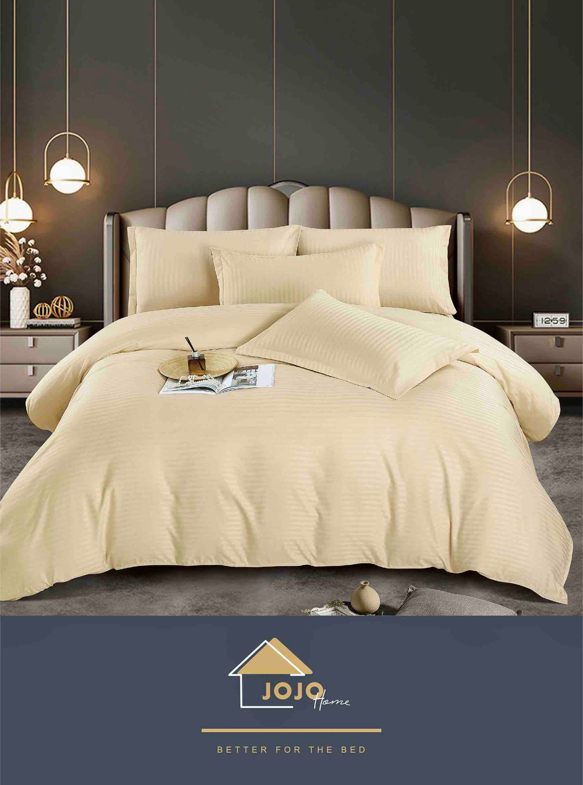 Lenjerie de Pat Dublu Damasc Hotelier cu Cearceaf Elastic, 6 Piese, 180x200+30 cm – Bumbac Damasc Premium pentru Saltele 160x200 și 180x200