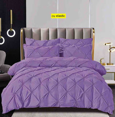Lenjerie finet premium cu elastic, 160/180x200 | 230x270 intinsa mov Cod: CE6