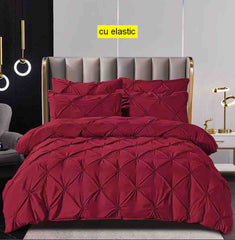 Lenjerie finet premium cu elastic, 160/180x200 | 230x270 intinsa bordo Cod: CE7