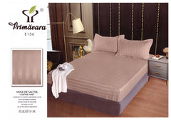 Husa cu elastic din damasc bumbac pentru saltea 160/180x200cm + 2 fete perna - capucino- E156