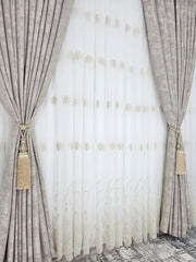 Set perdea borangic si draperie decorativa bej model Anomis