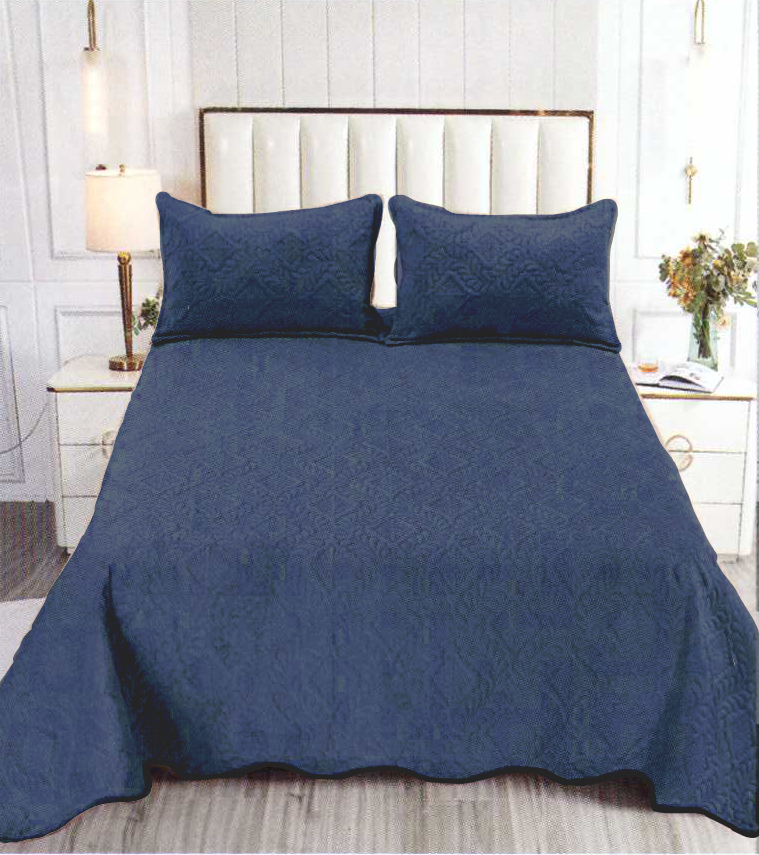 Set Cuvertura Pat din Catifea Bluemarin 220x240 + 2 fete perna CS20