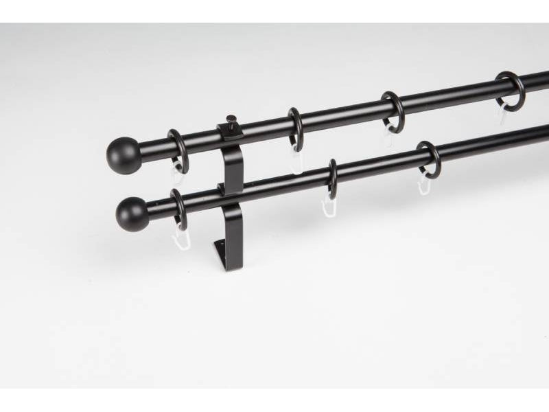 Galerie neagra extensibila pentru perdea si draperie, grosime de 19mm extensibila de la 1.20 metri la 2.10 metri