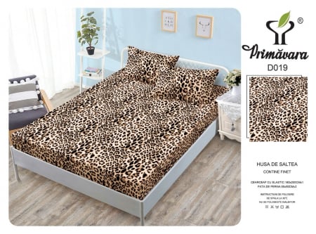Husa cu elastic din finet pentru saltea 160x200cm + 2 fete perna - leopard - D019