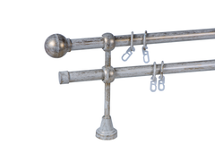 Galerie Metalica Dubla Australia Alb Auriu, Completa cu Accesorii si Prindere in Perete – Bare de 19 mm, Console de 18 cm, Inele cu Carlige Incluse – Ideala pentru Perdele si Draperii, Living si Dormitor