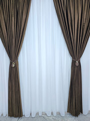 Draperie din Catifea Maro Blackout 80% – Draperie eleganta pentru living si dormitor in nuante alb, crem, bej, maro si lemn natur, confectionata pe comanda