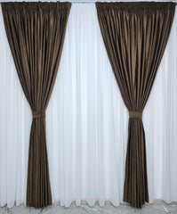 Draperie din Catifea Maro Blackout 80% – Draperie eleganta pentru living si dormitor in nuante alb, crem, bej, maro si lemn natur, confectionata pe comanda