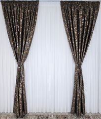 Black Friday Colectia Prestige: Perdea Voal Alb si Draperii Blackout cu Insertii-Maro