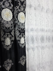 Draperie Catifea Neagra cu Broderie 3D Eleganta Blackout 80-95% pentru Living si Dormitor in Tonuri Gri si Negru, Confectionata la Comanda Casablanca Magazin