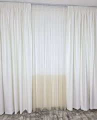 Set Blanca: perdea in doua culori alb-crem tip borangic si draperie blackout alb
