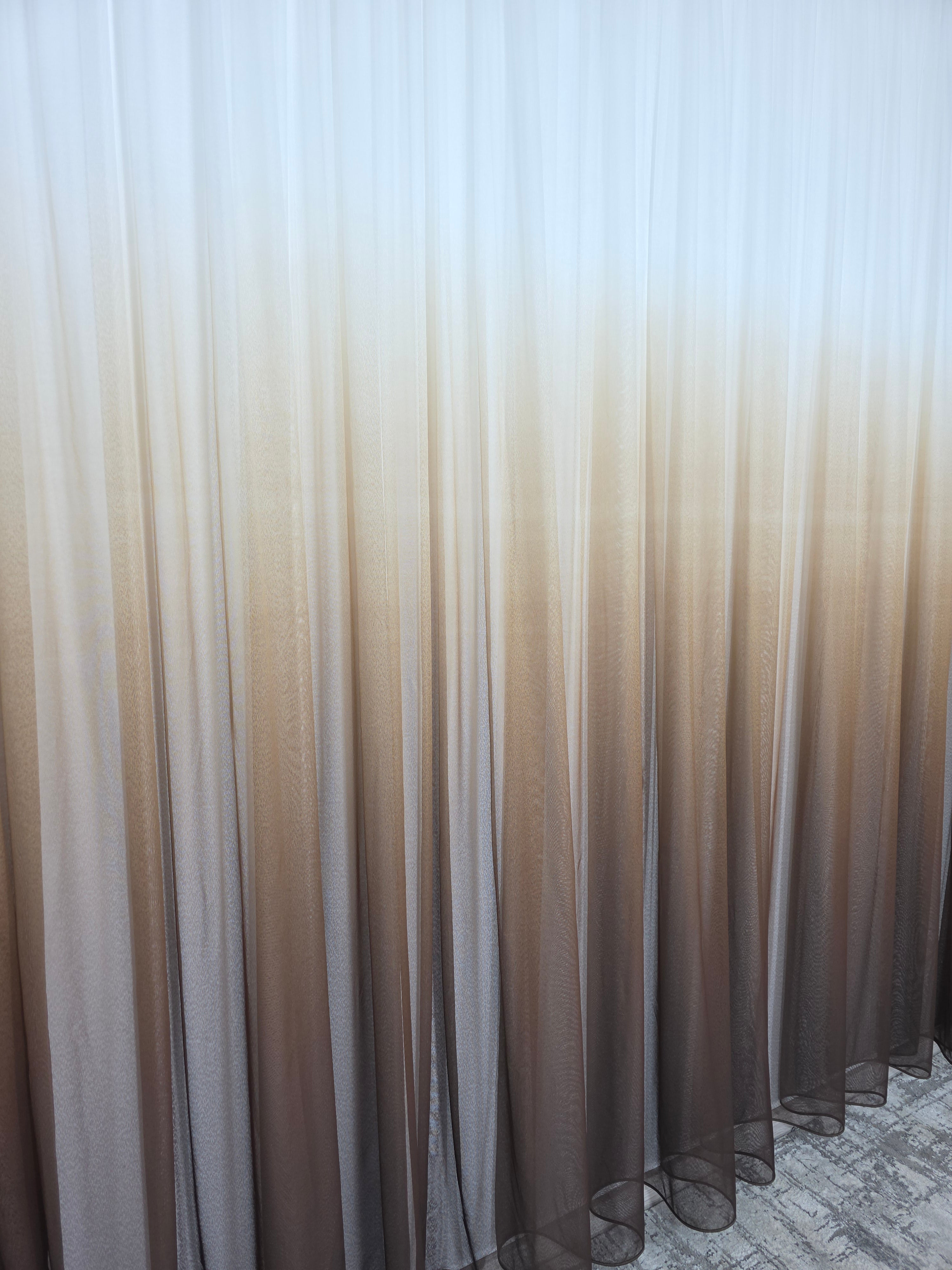 Set Leo: perdea bamboo in degrade maro si draperie blackout in doua culori crem-maro