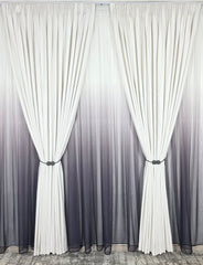 Set Luna: perdea bamboo degrade gri mov si draperie catifea alba