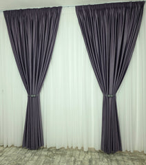 Set Barni: Perdea Voal Alb Premium Si Draperie Catifea Mov