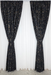 Colectia Elegance: Perdea Voal Premium Si Draperie Catifea Neagra Cu Insertii model Golden