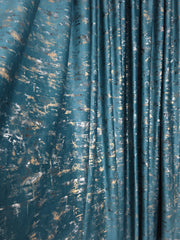 Draperie Mayon Turcoaz cu Insertii Aurii - Recomandata pentru Camere Moderne in Nuante de Alb, Gri si Crem cu Accente Aurii - Confectionata pe Comanda