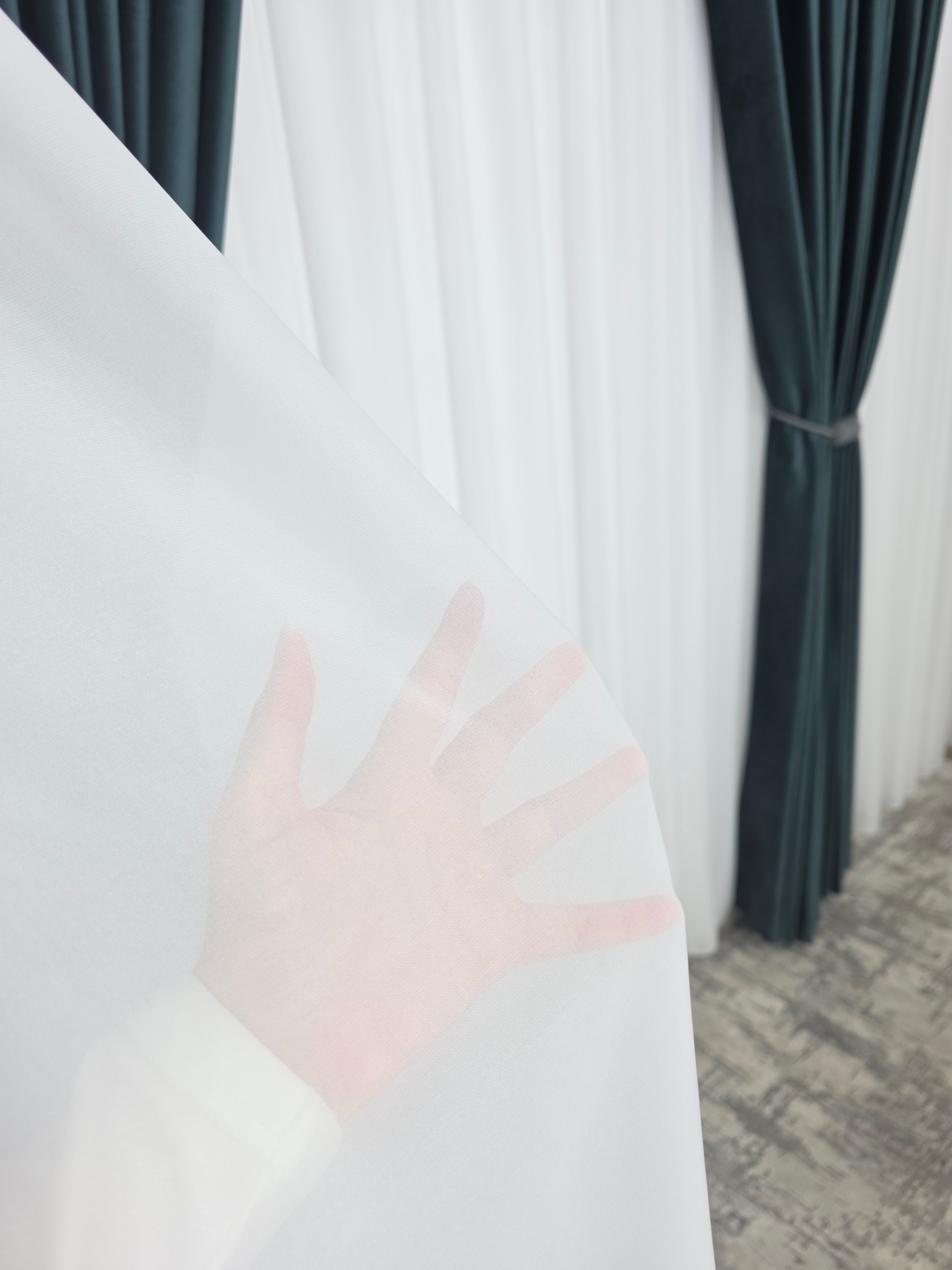Set Como: Perdea Voal Premium Si Draperie Catifea Verde Onix
