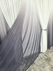Set Luna: perdea bamboo degrade gri mov si draperie catifea alba