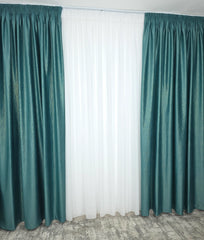 Draperie Rolex din catifea verde turcoaz cu sclipici auriu