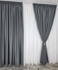 Draperie simpla gri mediu blackout 98%