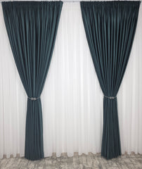 Set Como: Perdea Voal Premium Si Draperie Catifea Verde Onix