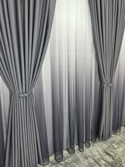 Set Hera: perdea bamboo degrade gri mov si draperie simpla gri inchis blackout 98%
