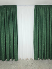 Set Los Angeles Verde Smarald: Perdea alba simpla si Draperie tip nisip