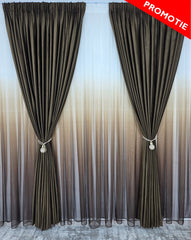 Set Nora: perdea bamboo degrade maro si draperie catifea maro blackout 98%