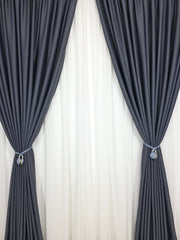 Colectia Blackout Varianta 2005 Perdea Alba Voal Premium Jorjet si Draperie Gri Antracit Blackout 90-95% pentru Living si Dormitor in Nuante Alb, Gri si Antracit