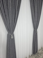 Draperie Los Angeles gri inchis texturată cu aspect de nisip