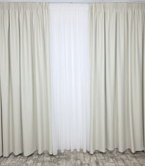 Colectia Blackout: Perdea Matase Alba Si Draperie Ivoire Blackout 80%