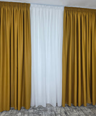 Draperie simpla galben muștar blackout 90%