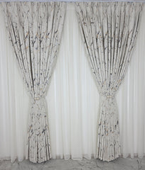 Colectia Majestic: Perdea Crem Din Borangic Cu Sidef Auriu Si Draperie Catifea Bej Cu Insertii