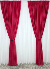 Set Nicoleta: perdea alba simpla voal si draperie catifea rosie