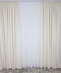 Colectia Decorativa: Perdea Alba Simpla si Draperie Tip Vopsea-Ivoire