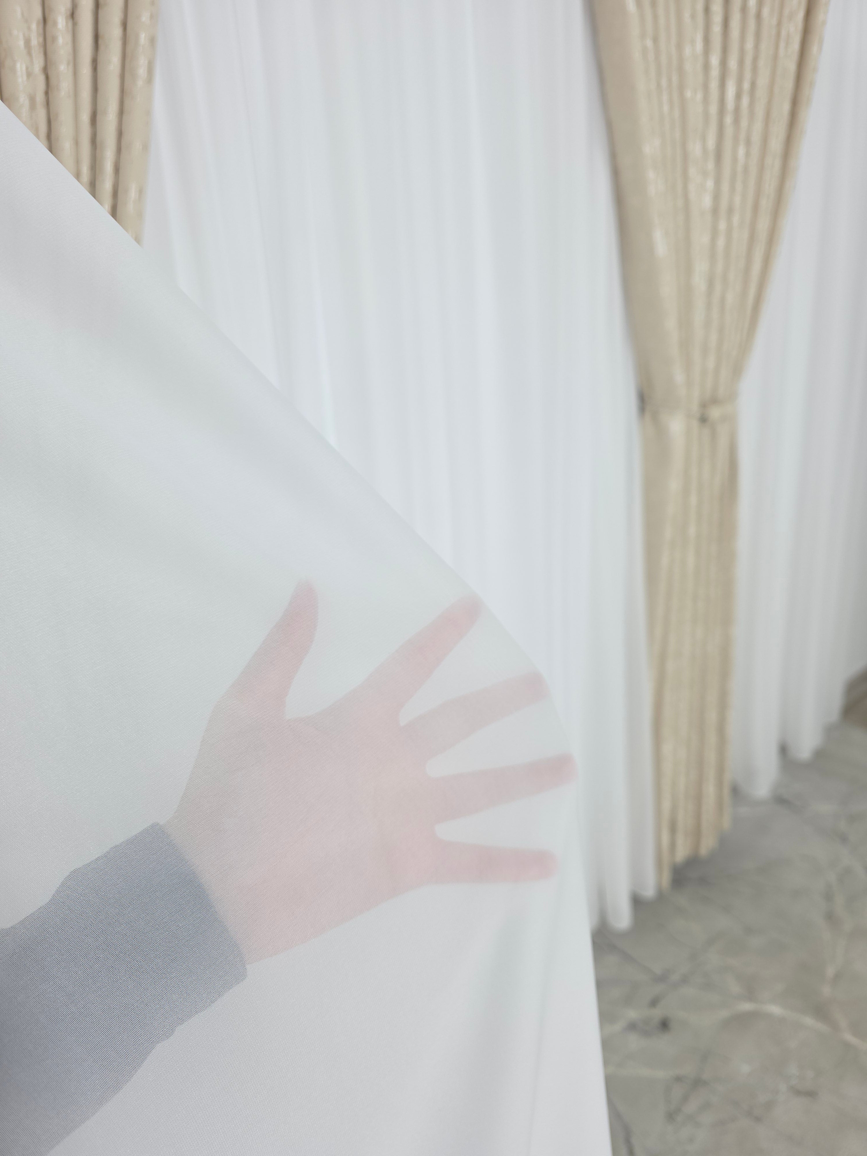 Set Los Angeles Crem: Perdea alba simpla si Draperie tip nisip
