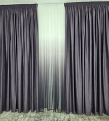 Set Rebeca: perdea bamboo degrade gri mov si draperie catifea mov blackout 98%