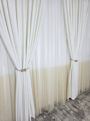 Set Blanca: perdea in doua culori alb-crem tip borangic si draperie blackout alb
