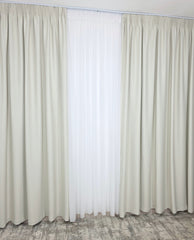 Colectia Blackout: Perdea Matase Alba Si Draperie Ivoire Blackout 80%