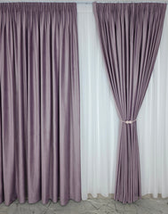 Set Suzana: Perdea Albă Din Voal Si Draperie Catifea Mov Lila