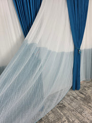 Set Siena: perdea in doua culori alb-turcoaz tip borangic si draperie catifea turcoaz