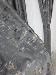 Colectia Elegance: Perdea Voal Premium Si Draperie Catifea Gri Inchis Cu Insertii model Golden