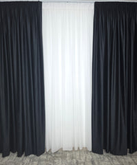 Set Tenebris: Perdea Voal Premium Si Draperie Catifea Negru