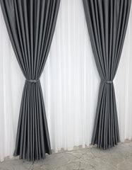 Draperie Paris Gri Inchis Blackout 100% – Draperie eleganta pentru living si dormitor in nuante alb, crem, gri si negru, confectionata pe comanda