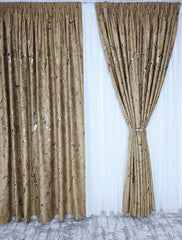 Colectia Amazon Varianta Auriu Bronz: Perdea Nesifonabila Matase Alb Imaculat și Draperie Catifea Cu Insertii Aurii